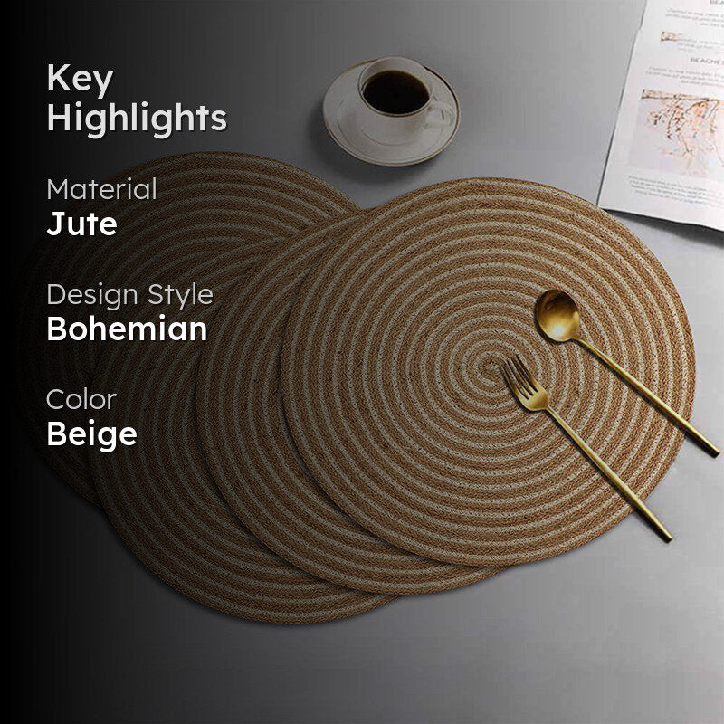 Terra Thread Jute Table Mat - Set Of Four media 2