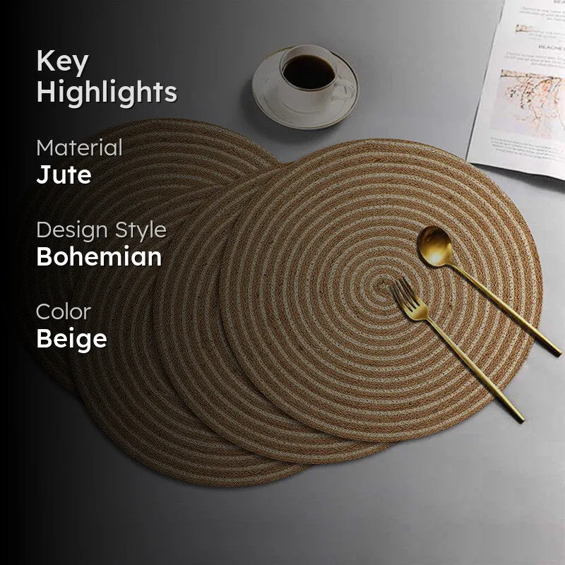 Terra Thread Jute Table Mat - Set Of Four media 2