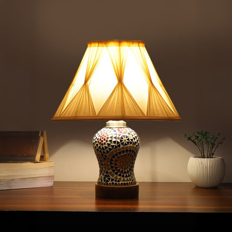 Aurenique Smocked Wooden Table Lamp - Multicolor