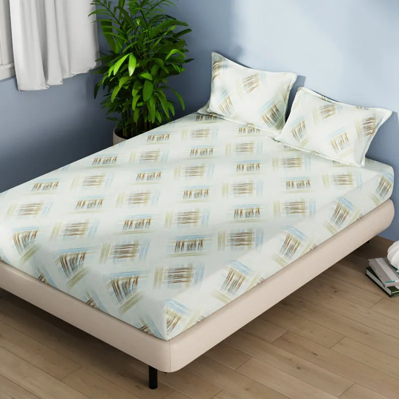 Serina Cotton Bedsheet (Khaki) - 144 TC media 4