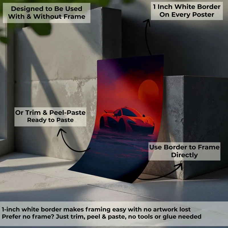 Single car poster sheet shown curled against blocks