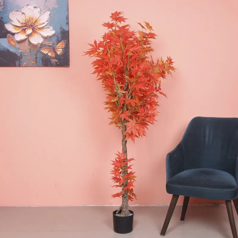 Crimson Leaf Artificial Maple Artificial Plant With Black Plastic Pot media 3
