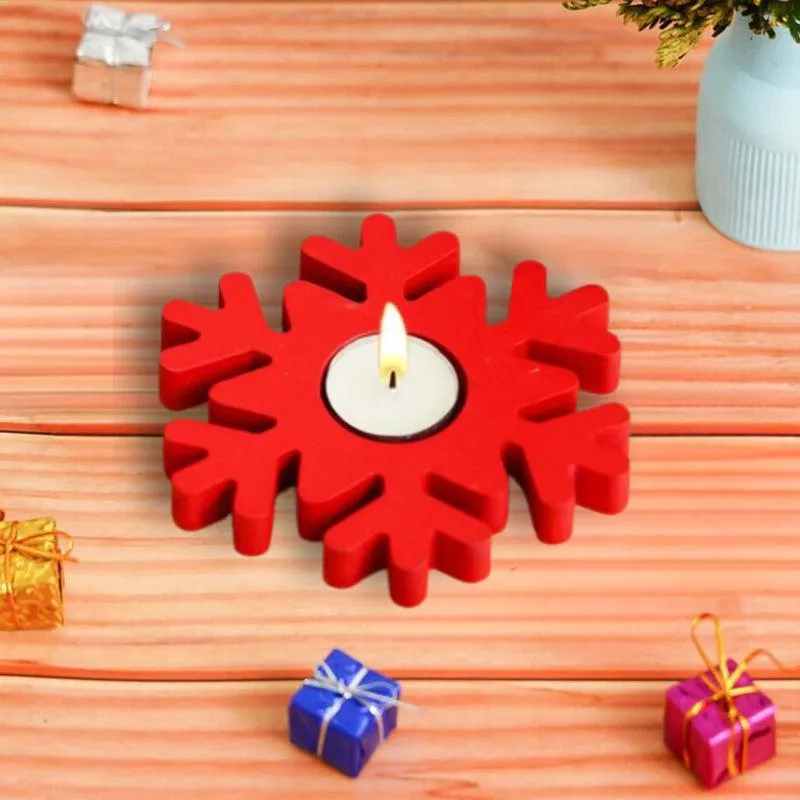 Flurry Of Light Carved Wood Tea Light Holder (Red) - Set Of Six media 5