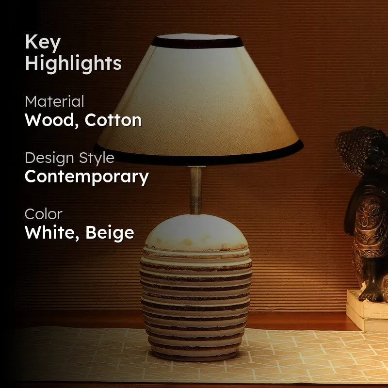 Lumexa Cotton Table Lamp With Wooden Base - White media 2