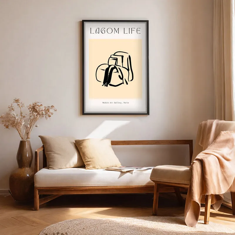 Hushed Routine Canvas Wall Painting With Black Frame media 1