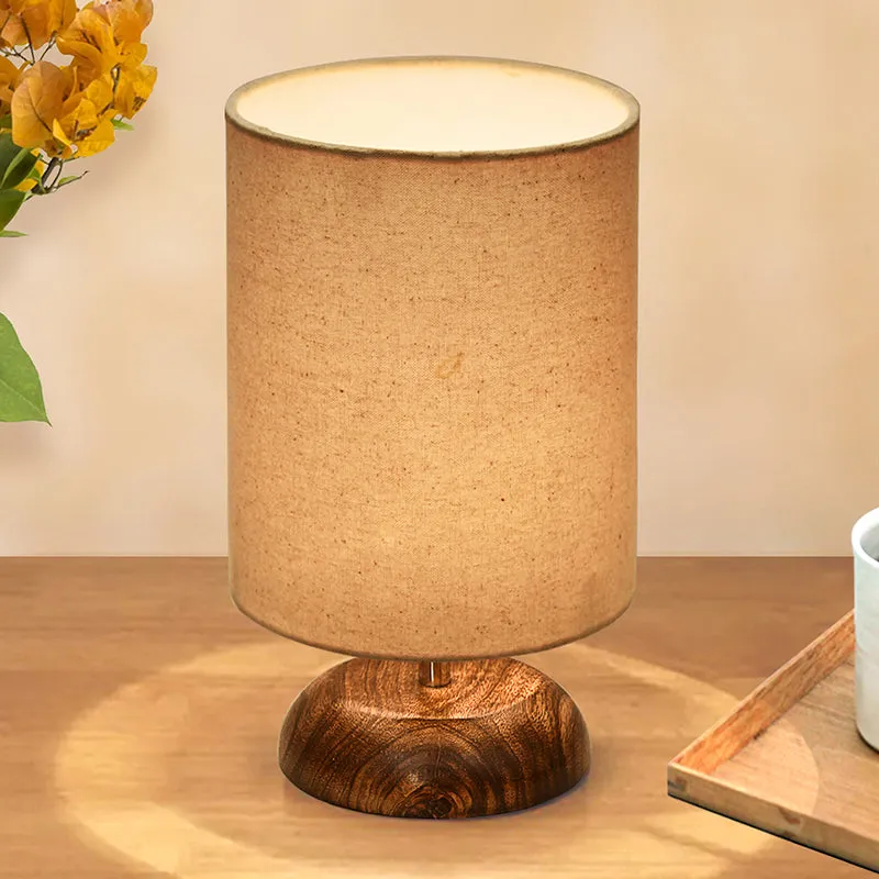 Oleda Disc Wooden Table Lamp - Beige,Brown media 1