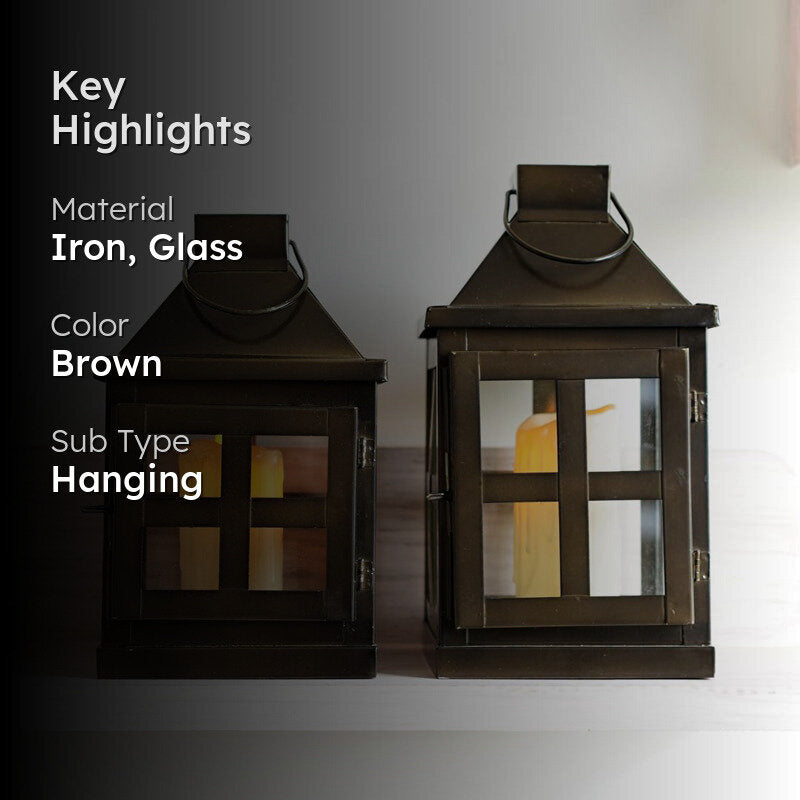 Dukio Lantern Tealight Candle Holder (Brown) - Set Of Two media 2