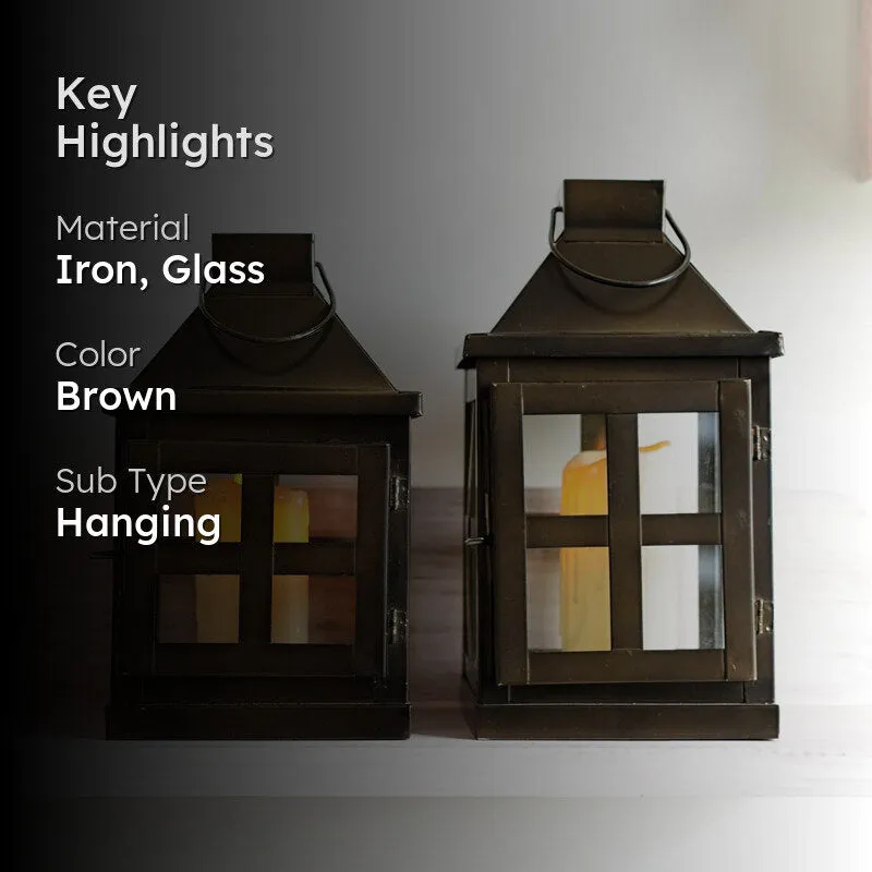 Dukio Lantern Tealight Candle Holder (Brown) - Set Of Two media 2