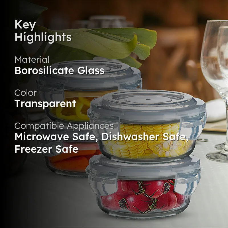 Bergner Glass Guard Airtight Glass Tiffin Box (White/400 mL) - Set Of Four media 2