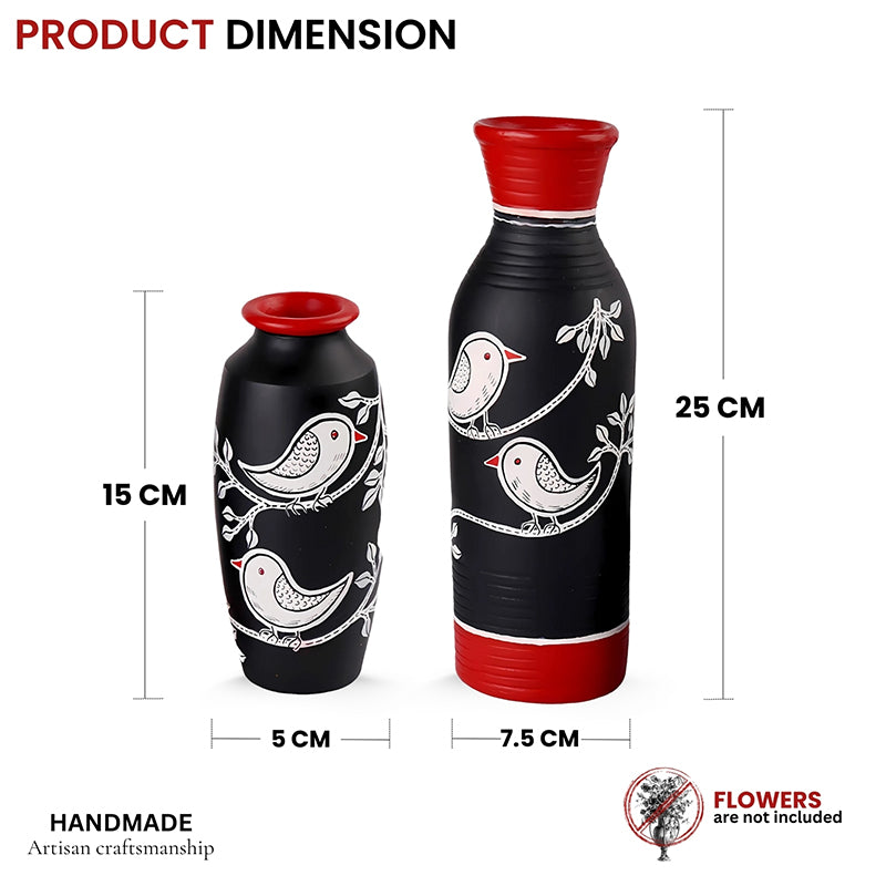 Neel Pakhi Tall Handpainted Terracotta Vase - Set Of Two media 8