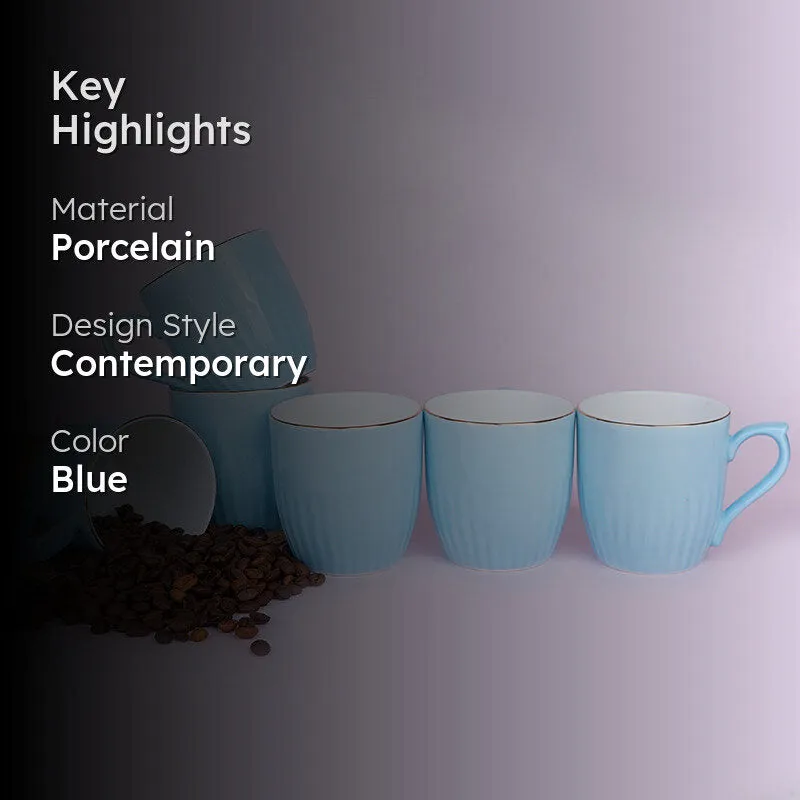 Glimo Porcelain Tea Cup (200 mL Each)/Blue)- Set of Six media 2