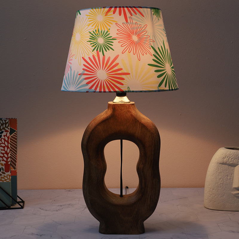 Hikari Hewn Printed Mango Wood Table Lamp - Multicolor
