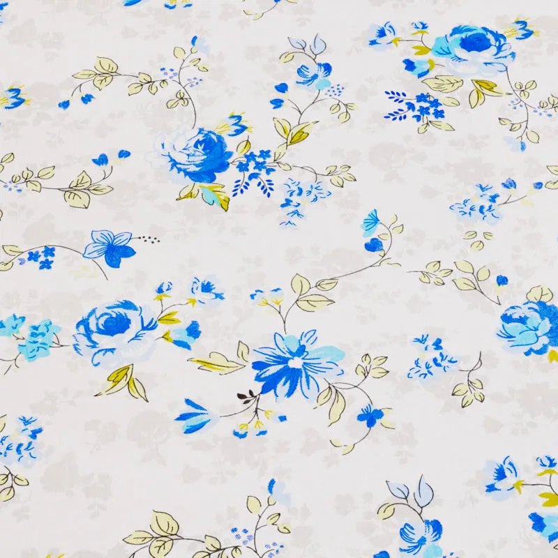 Dewdrop Floral Cotton Bedsheet (Blue) - 180 TC media 6