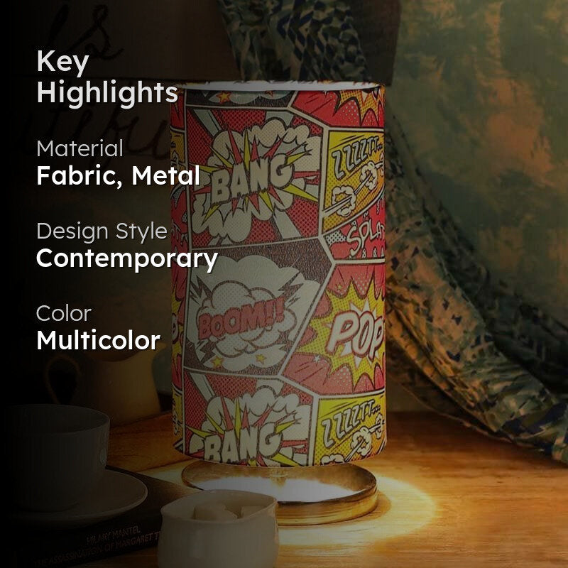 Comic Fan Club Fabric Table Lamp - Multicolor media 2