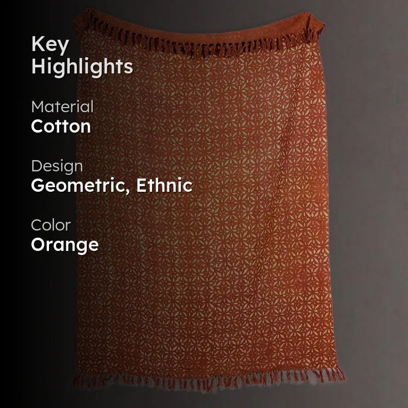 Terracotta Tile Handblock Printed Throw media 2