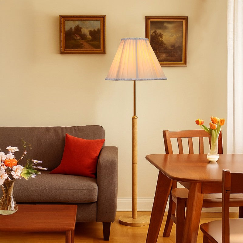 Sunset Glow Wooden Floor Lamp - White