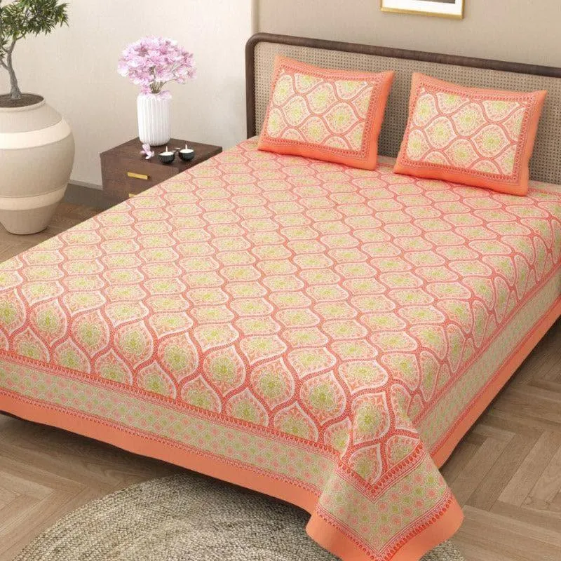 Lavelle Cotton Bedsheet (Peach) - 144 TC media 3