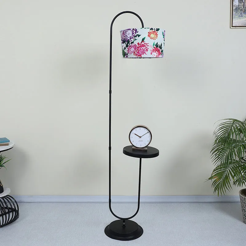 Miyabi Printed Arched Metal Floor Lamp With Shelf media 3