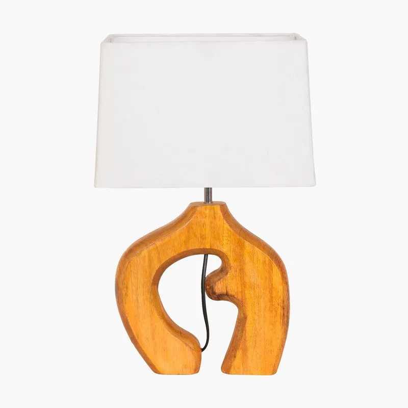 Natura Curve Wooden Fabric Table Lamp - White,Brown media 3