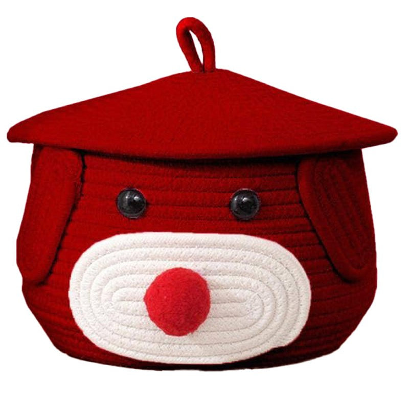 Doggo Dude Kids Cotton Rope Basket - Red & White media 4