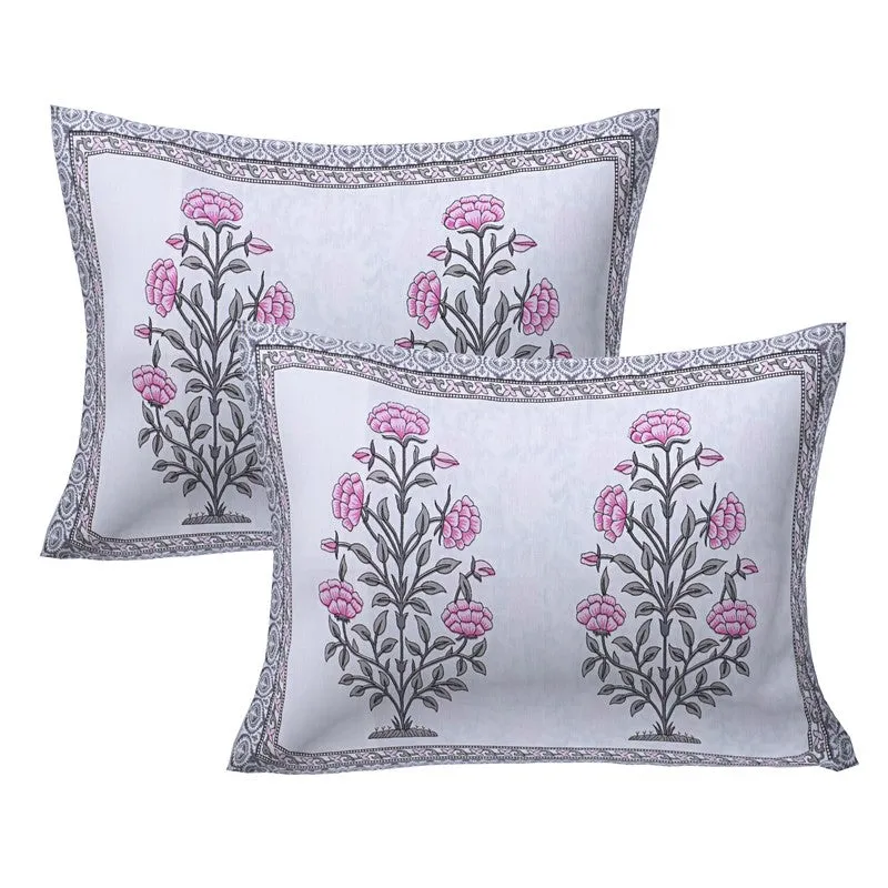 ShahiGuldaan Handblock Printed Cotton Bedsheet (Pink) - 400 TC media 5