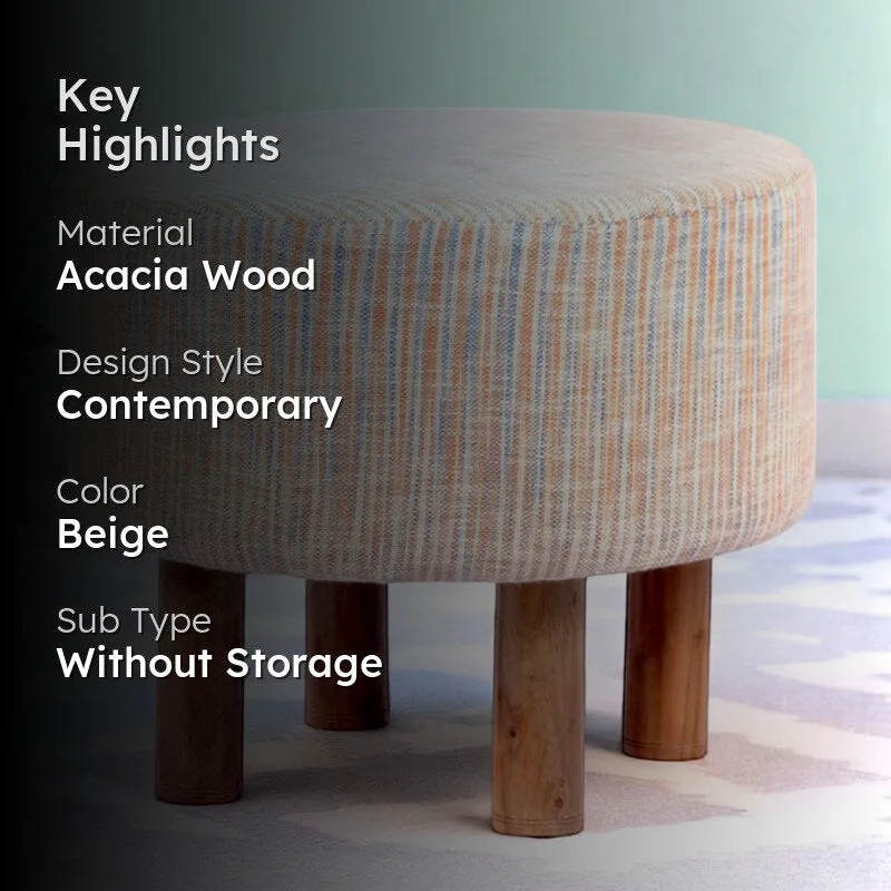 Nverix Acacia Wooden Ottomans - Beige media 2
