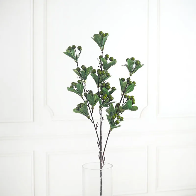 Berry Cherry Artificial Decorative Stem - Green media 4