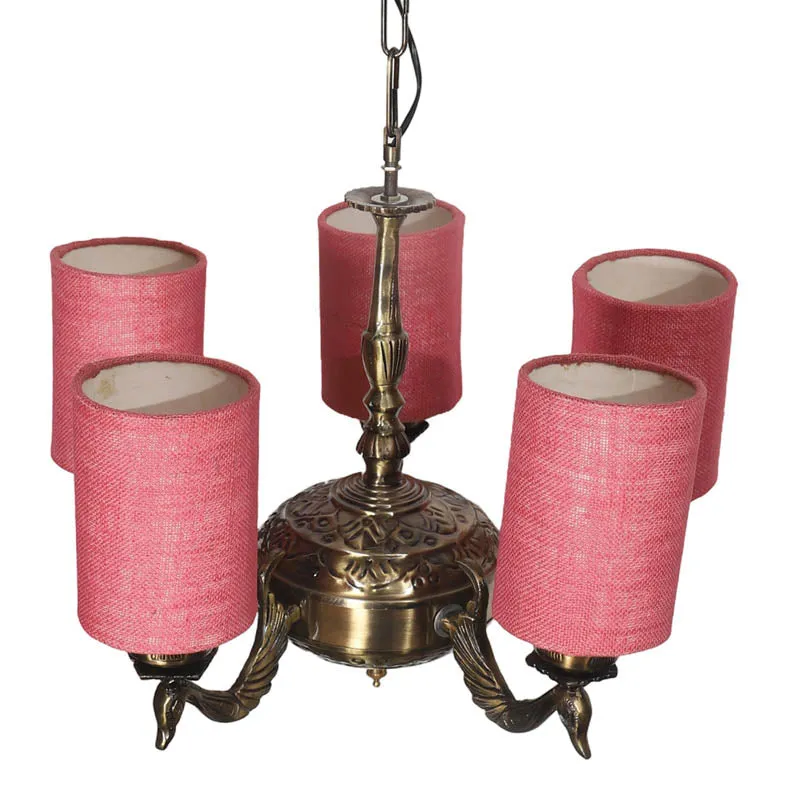 Ritu Cylindrical Golden Antique Ceiling Lamp media 4