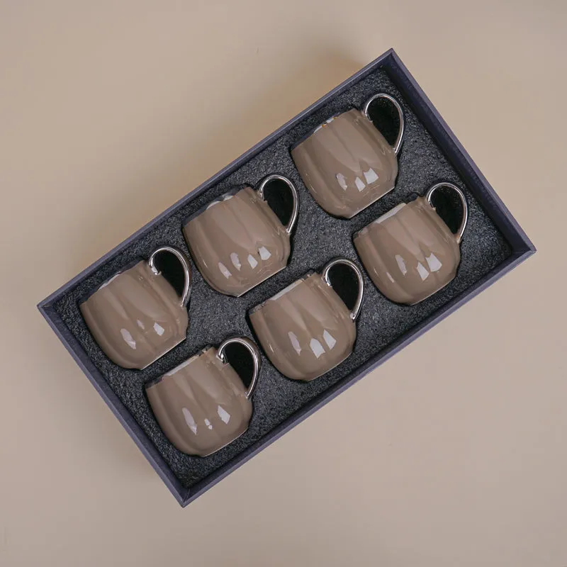 Magina Porcelain Tea Cup (180 mL Each/Brown) - Set of Six media 6