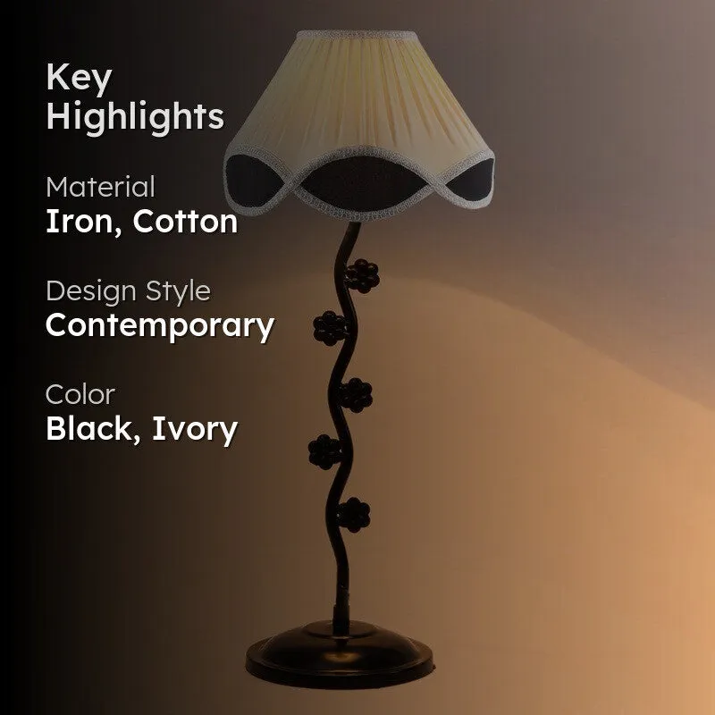 Stellarae Cotton Table Lamp With Iron Base - Ivory media 2