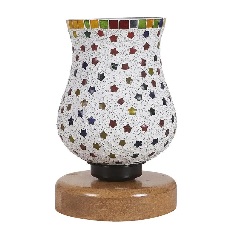 Auranel Mosaic Glass Table Lamp With Wooden Base - Multicolor media 5