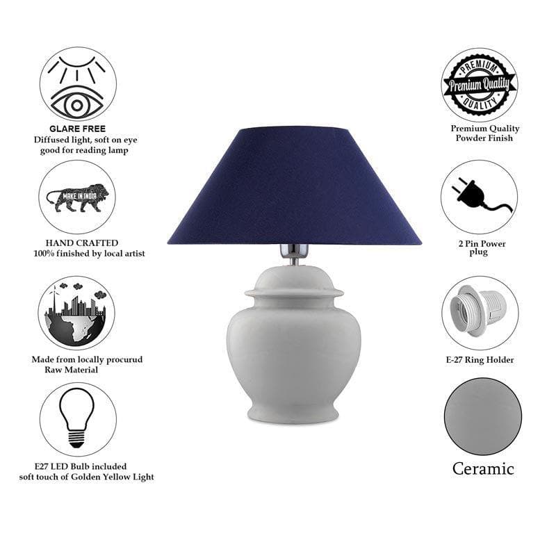 Fancy Pants Ceramic Table Lamp With Conical Shade - White,Blue media 6