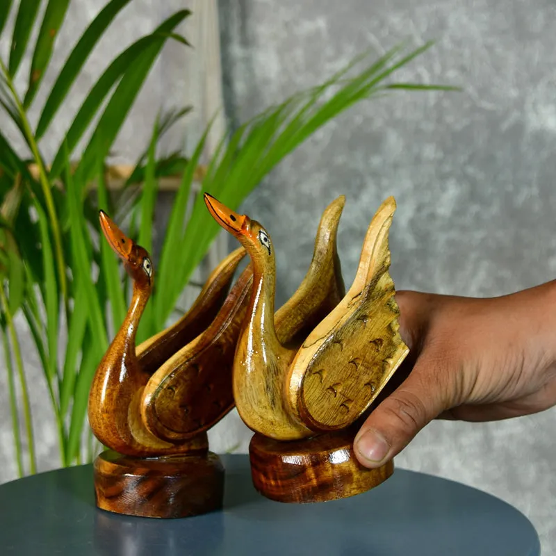 Swan Soiree Wood Showpiece - Set Of Two media 4