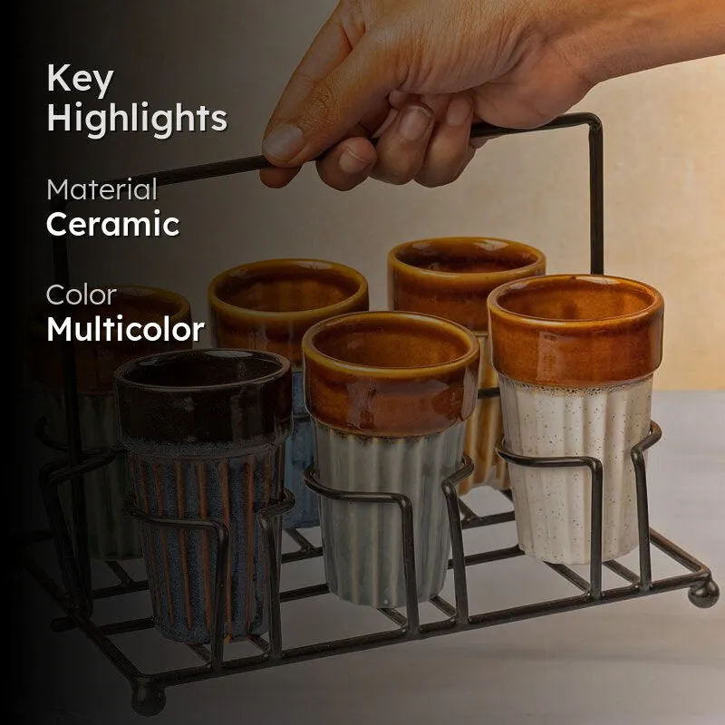Aria Handmade Khulhad With Stand (110 ML) - Seven Piece Set media 2