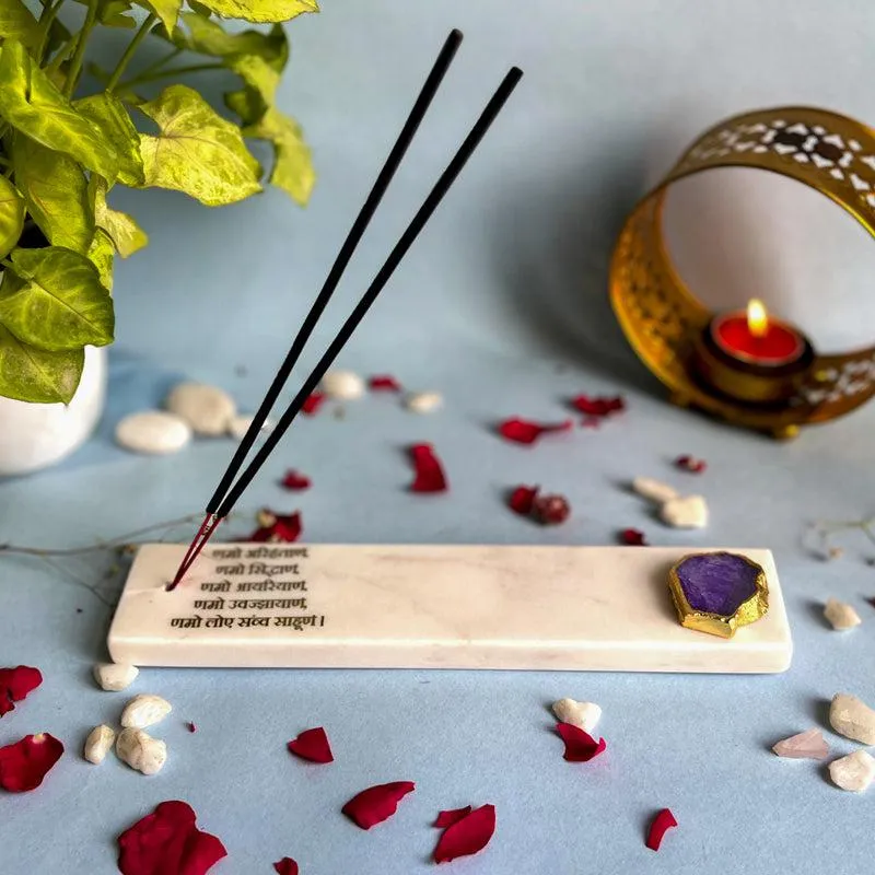 Nmokar Matra Marble Incense Holder With Agate Plating - Purple media 4