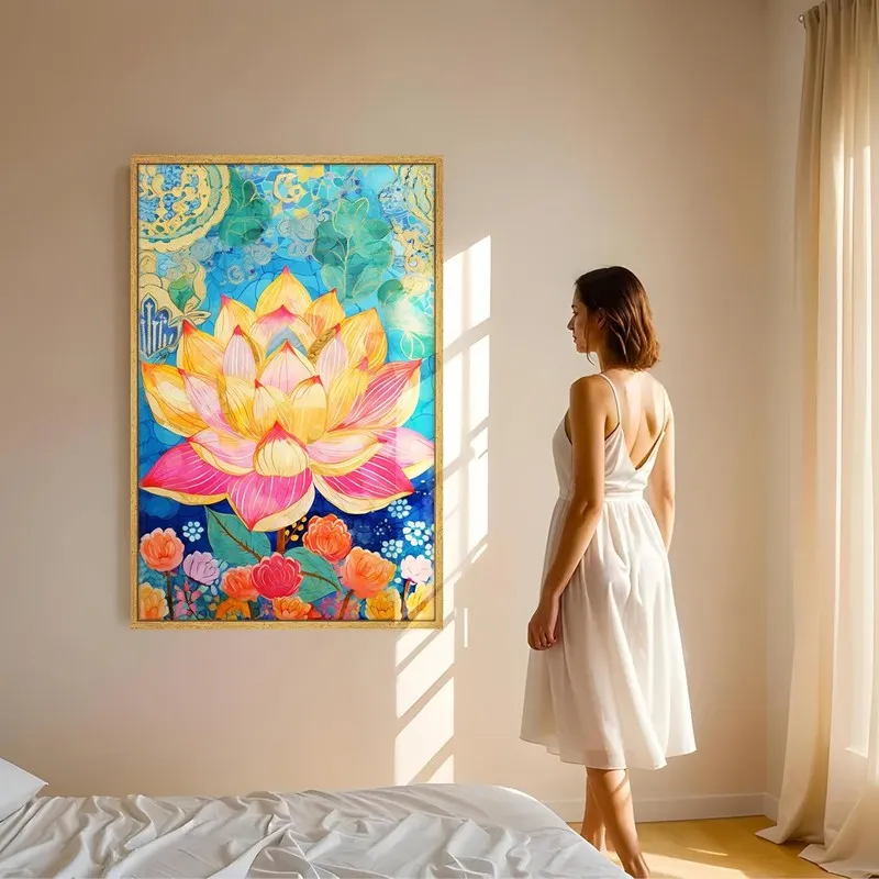 Dreamscape Lotus Wall Art With Frame media 2