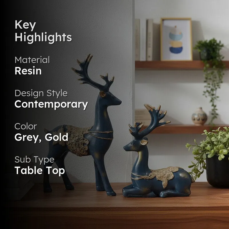 Majestic Reindeer Resin Showpiece - Set of Two - 2