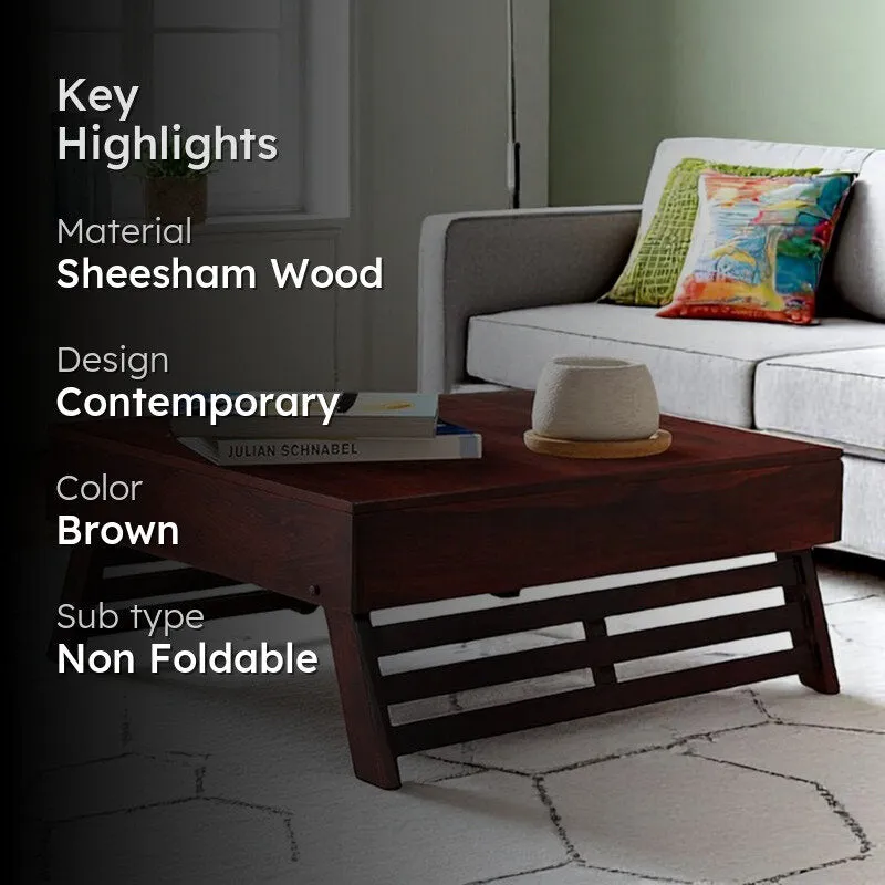 Servon Sheesham Wooden Center Table - Deep Brown media 2