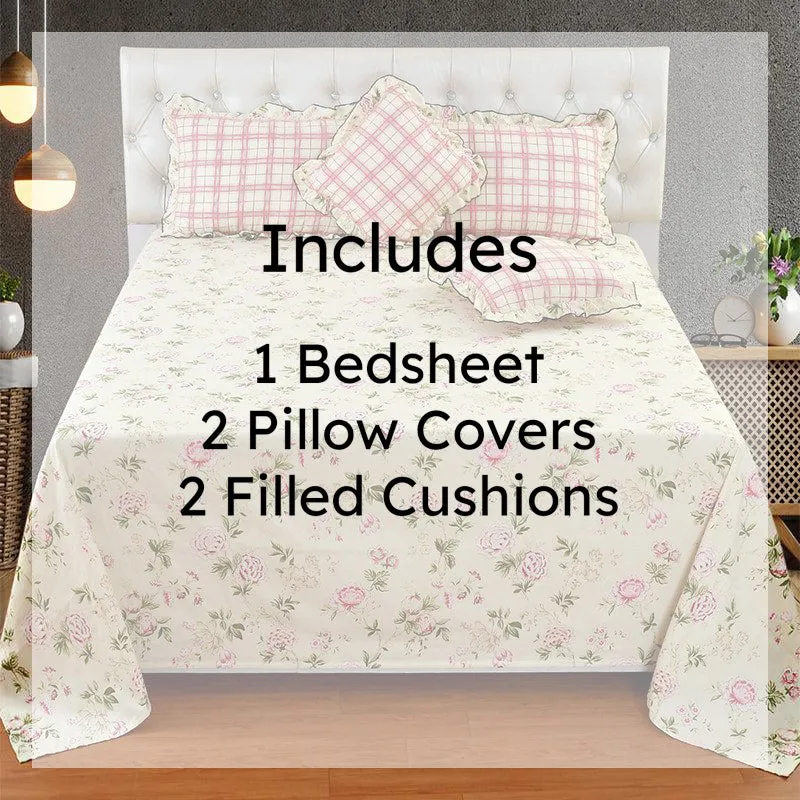 Viaro Frilled Floral Bedding Set - Five Piece Set media 6