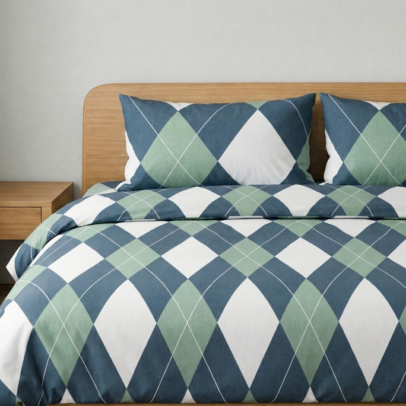 Anahi Grid Microfiber Bedsheet - 125 GSM media 4