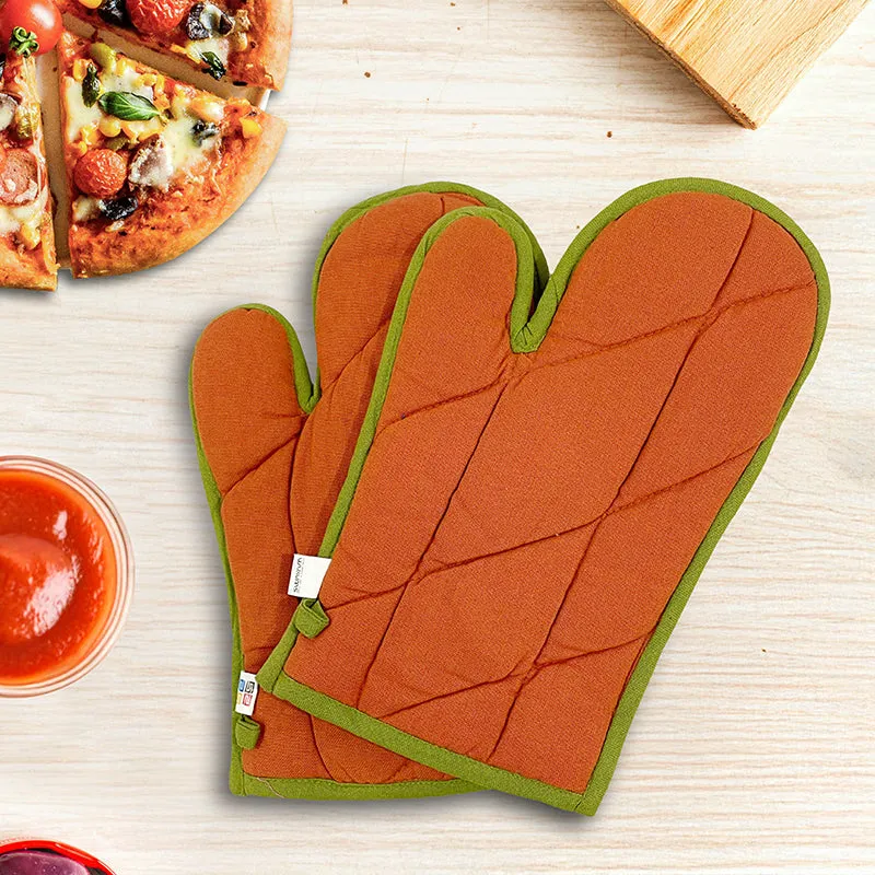 Swayam Teplo Kitchen Gloves (Orange & Green) - Set Of Two media 1
