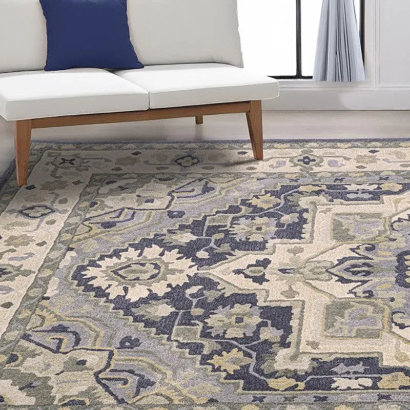 Pavati Hand Tufted Ethnic Wool & Nylon Carpet - Blue media 3