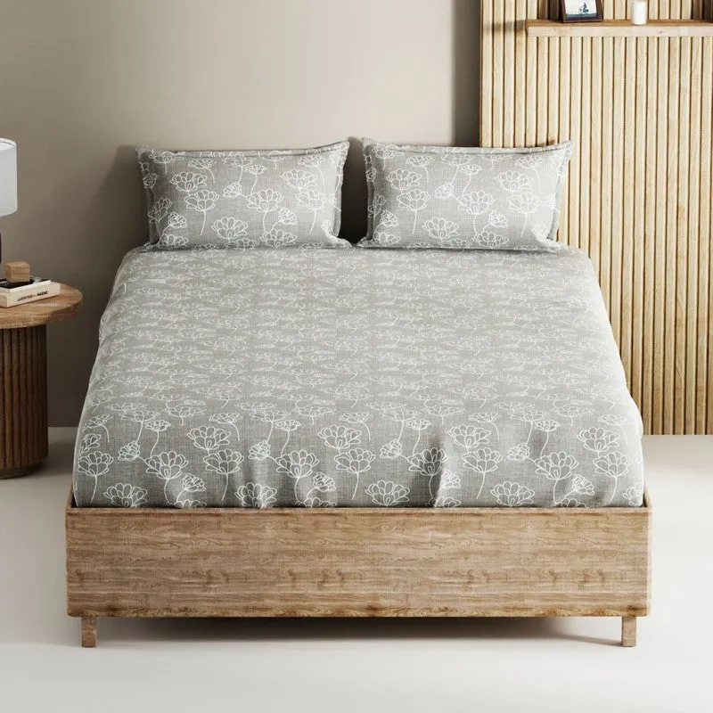 Belora Cotton Bedsheet (Grey) - 144 TC media 3