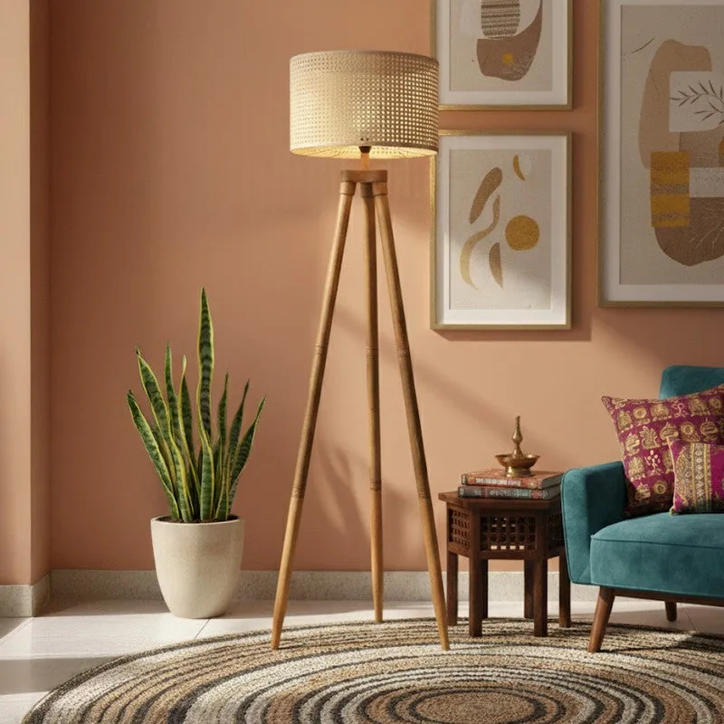 Tripod Glow Acacia Wood Floor Lamp media 3