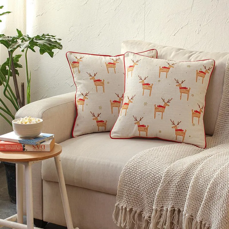Jolly Reindeer Cushion Cover - Set Of Two media 1