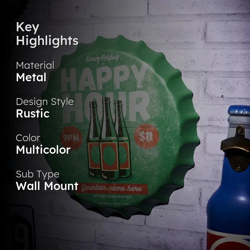 Every Friday Happy Hours Bottle Cap Metal Wall Accent media 2