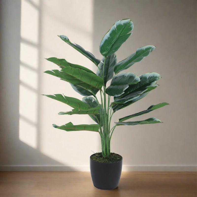 Faux Mini White Calathea Plant With Black Plastic Pot - 60 cms media 3