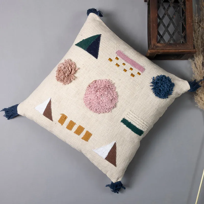 Pom Pom Touch Embroidered Cushion Cover media 3