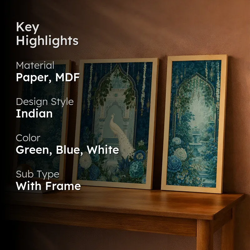 Majestic Peacock Wall Art With Frame - Set of Three media 2
