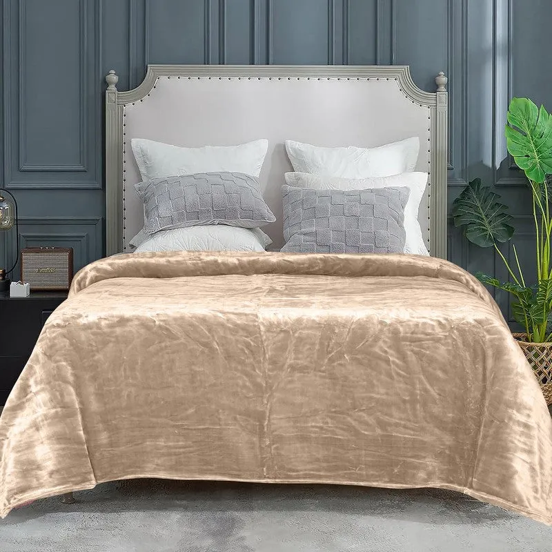 Sarva Polyester Solid Blanket - Beige media 1